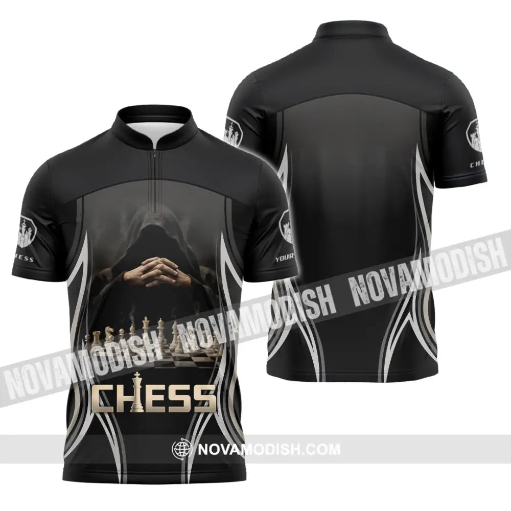 Unisex Shirt - Custom Chess 3D Shirt - Zipper Polo Shirt / S - T-shirt