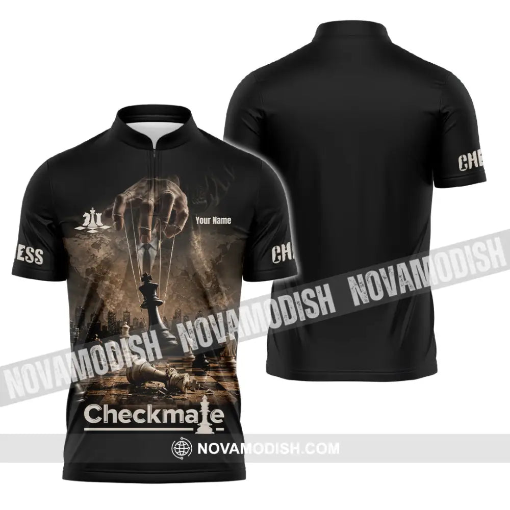 Unisex Shirt - Custom Chess Checkmate Shirt - Zipper Polo Shirt / S - T-shirt