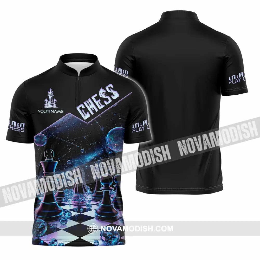 Unisex Shirt - Custom Chess Galaxy Sport Shirt Zipper Polo Shirt / S T-shirt
