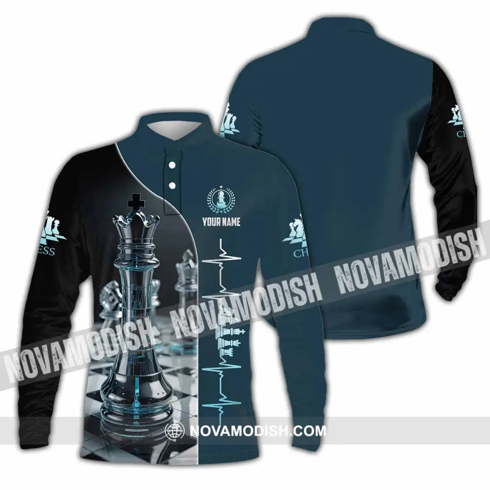 Unisex Shirt - Custom Chess Heartbeat Shirt Long Sleeve Polo / S T-shirt