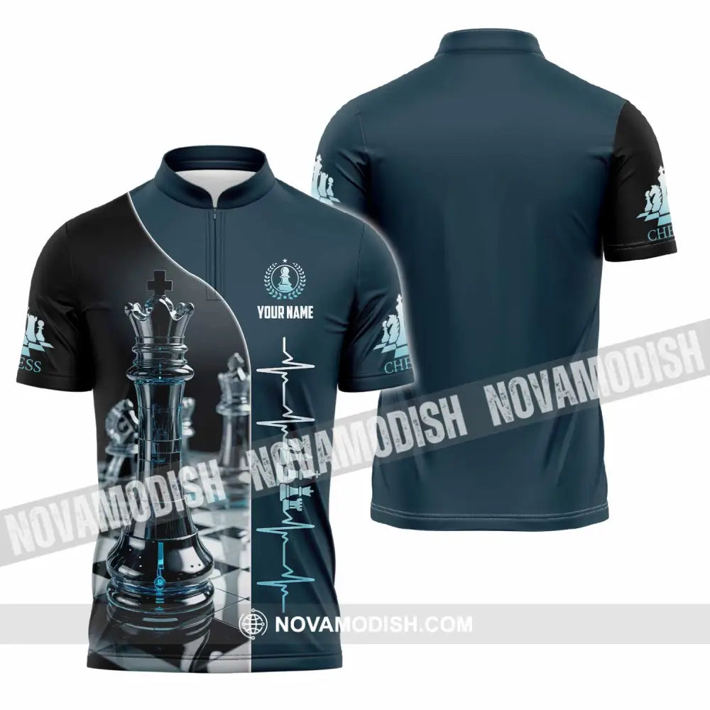 Unisex Shirt - Custom Chess Heartbeat Shirt Zipper Polo Shirt / S T-shirt