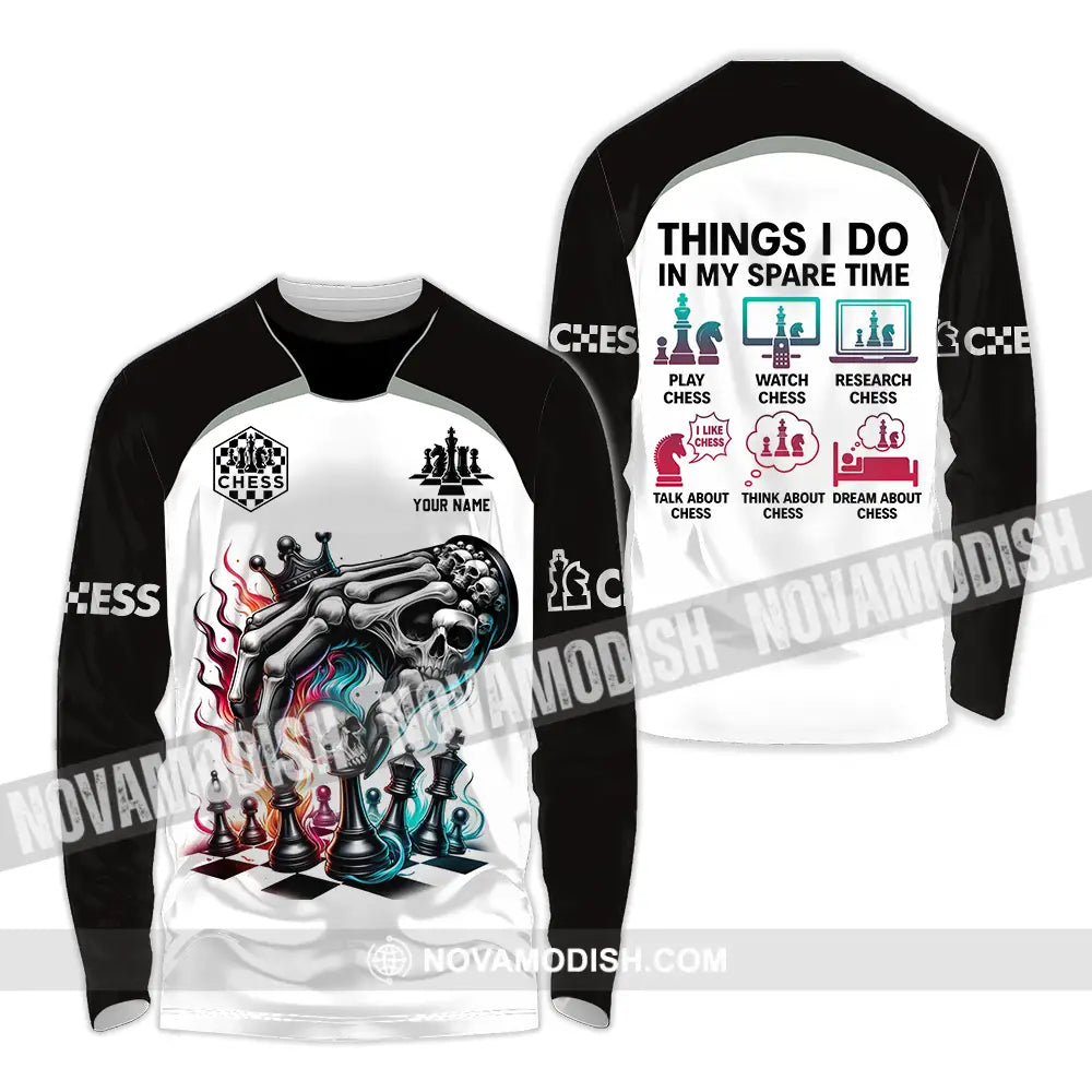 Unisex Shirt - Custom Chess Lover Classic Shirt Things I Do In My Spare Time Long Sleeve Shirt / S T-shirt