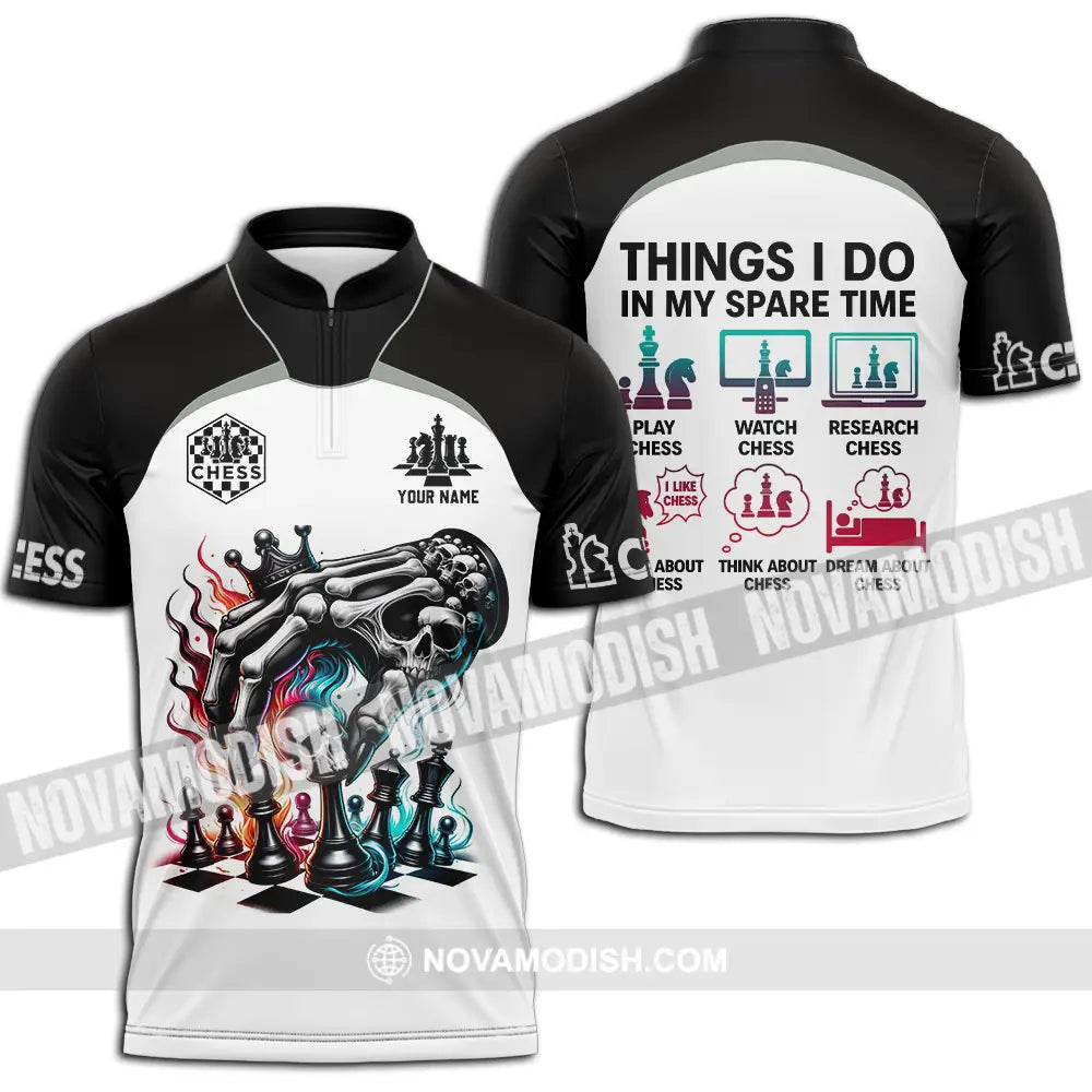 Unisex Shirt - Custom Chess Lover Classic Shirt Things I Do In My Spare Time Zipper Polo Shirt / S T-shirt