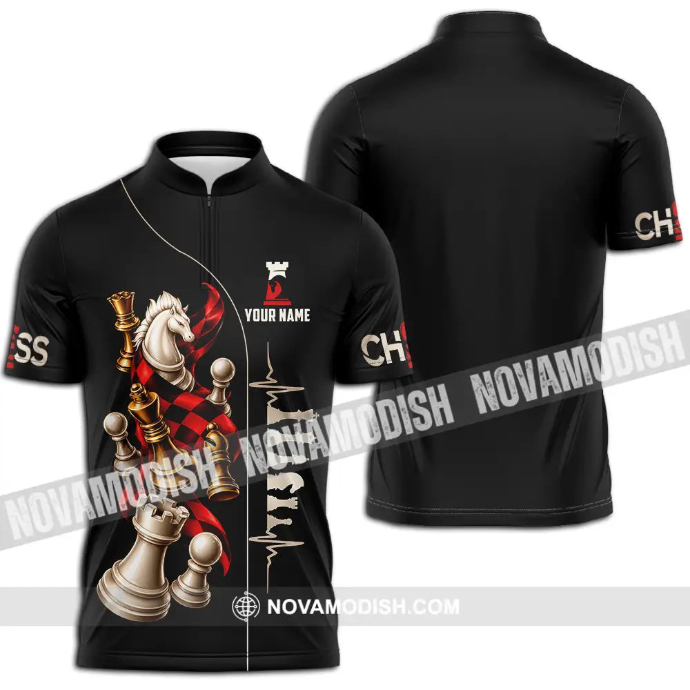 Unisex Shirt - Custom Chess Shirt - Zipper Polo Shirt / S - T-shirt