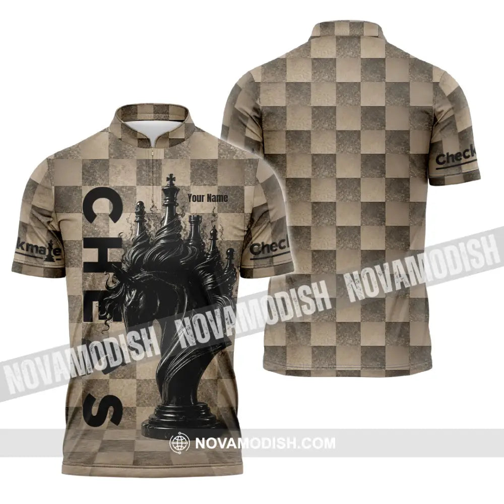 Unisex Shirt - Custom Chess Shirt - Zipper Polo Shirt / S - T-shirt