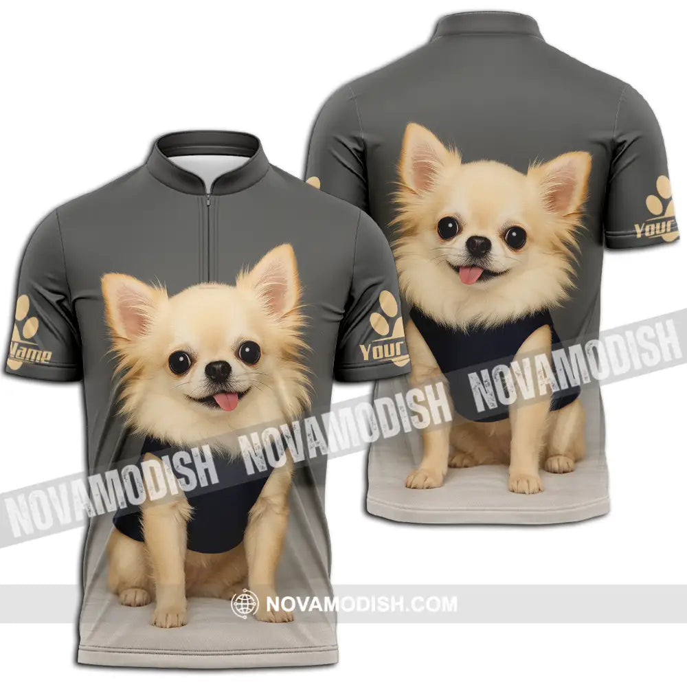Unisex Shirt - Custom Chihuahua Shirt Zipper Polo Shirt / S T-shirt