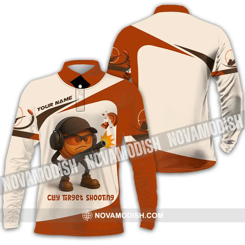 Unisex Shirt - Custom Clay Target Shooting Shirt Long Sleeve Polo / S T-shirt