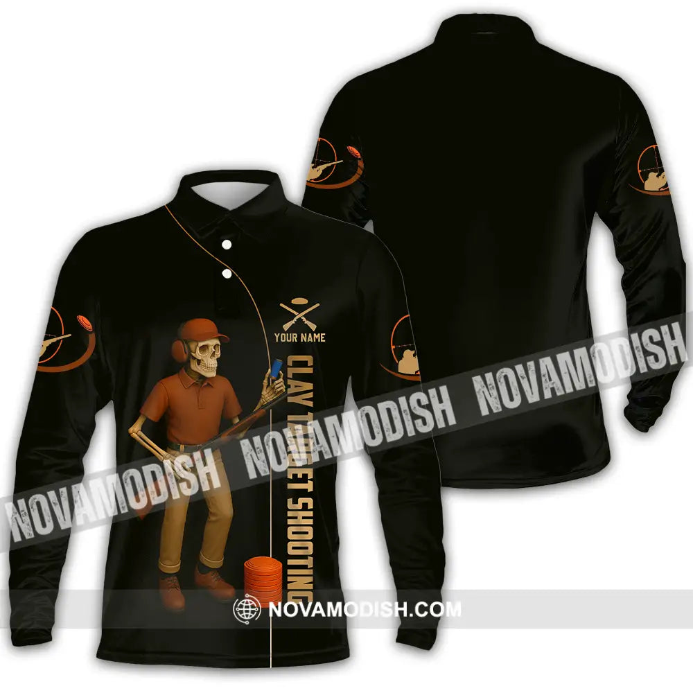 Unisex Shirt - Custom Clay Target Shooting Shirt Long Sleeve Polo / S T-shirt
