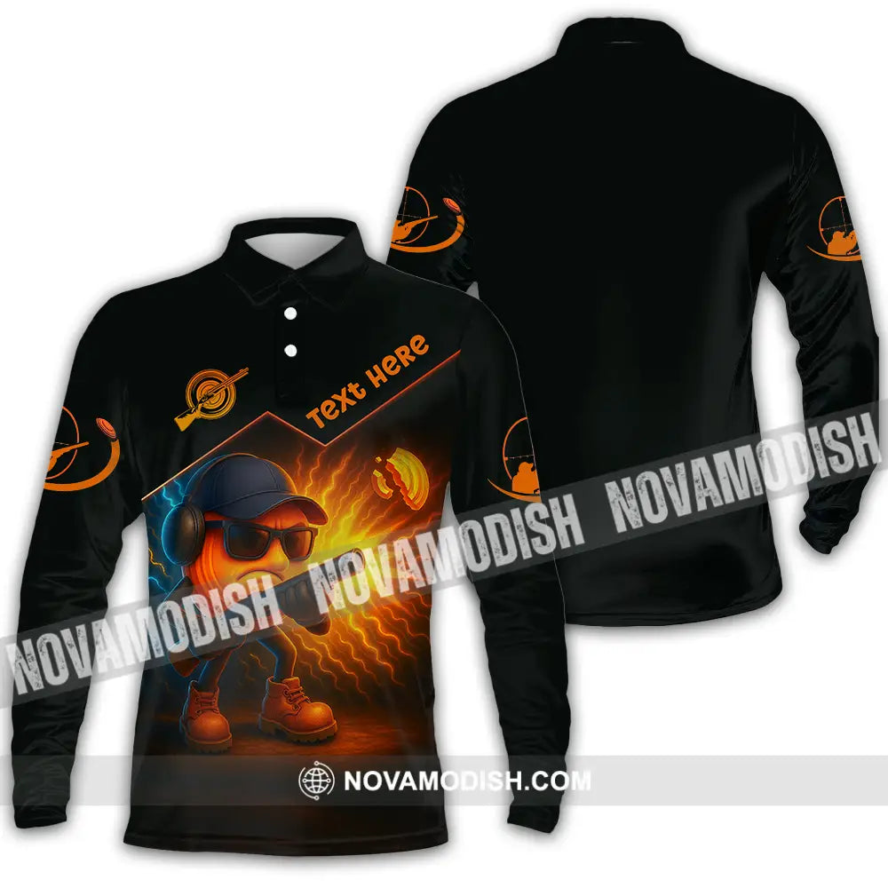 Unisex Shirt - Custom Clay Target Shooting Shirt Long Sleeve Polo / S T-shirt