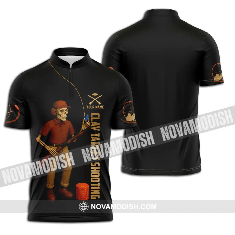 Unisex Shirt - Custom Clay Target Shooting Shirt Zipper Polo Shirt / S T-shirt