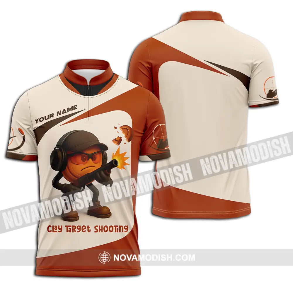 Unisex Shirt - Custom Clay Target Shooting Shirt Zipper Polo Shirt / S T-shirt