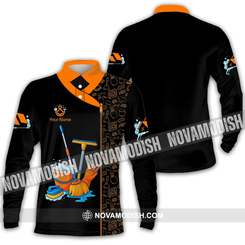 Unisex Shirt - Custom Cleaning Service Shirt Long Sleeve Polo / S T-shirt