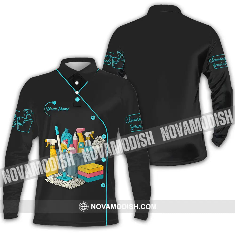 Unisex Shirt - Custom Cleaning Service Shirt Long Sleeve Polo / S T-shirt