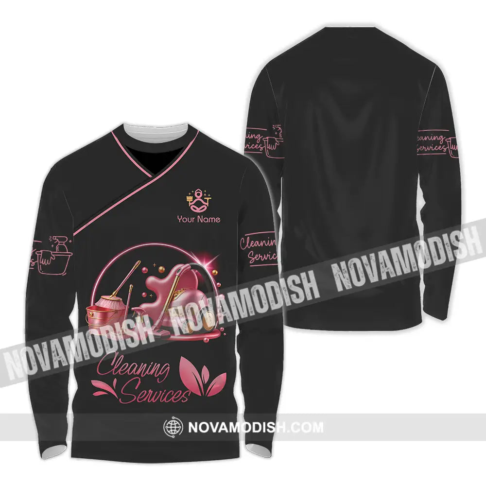 Unisex Shirt - Custom Cleaning Service Shirt Long Sleeve Shirt / S T-shirt
