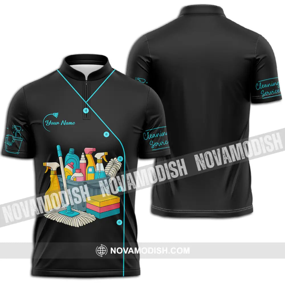 Unisex Shirt - Custom Cleaning Service Shirt Zipper Polo Shirt / S T-shirt