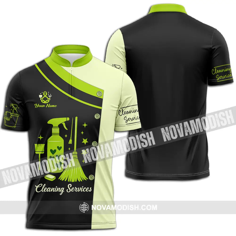 Unisex Shirt - Custom Cleaning Service Shirt Zipper Polo Shirt / S T-shirt