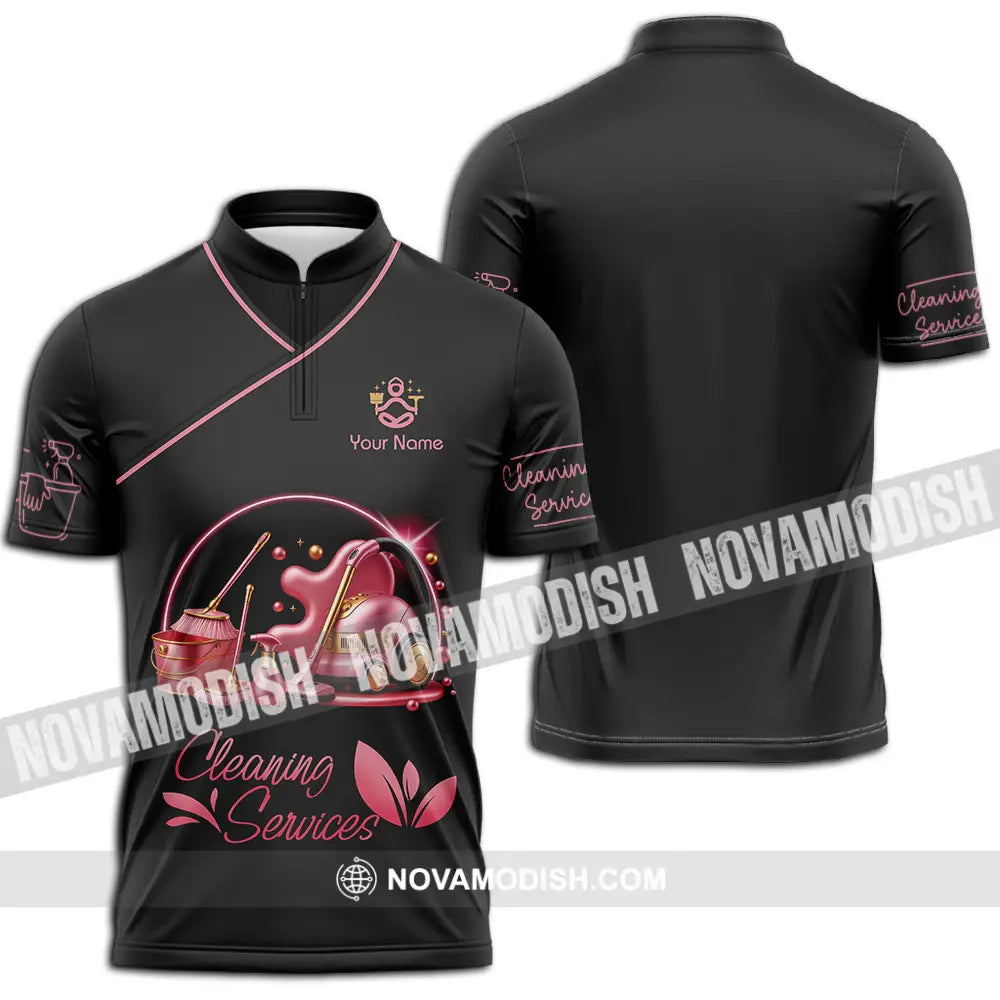 Unisex Shirt - Custom Cleaning Service Shirt Zipper Polo Shirt / S T-shirt