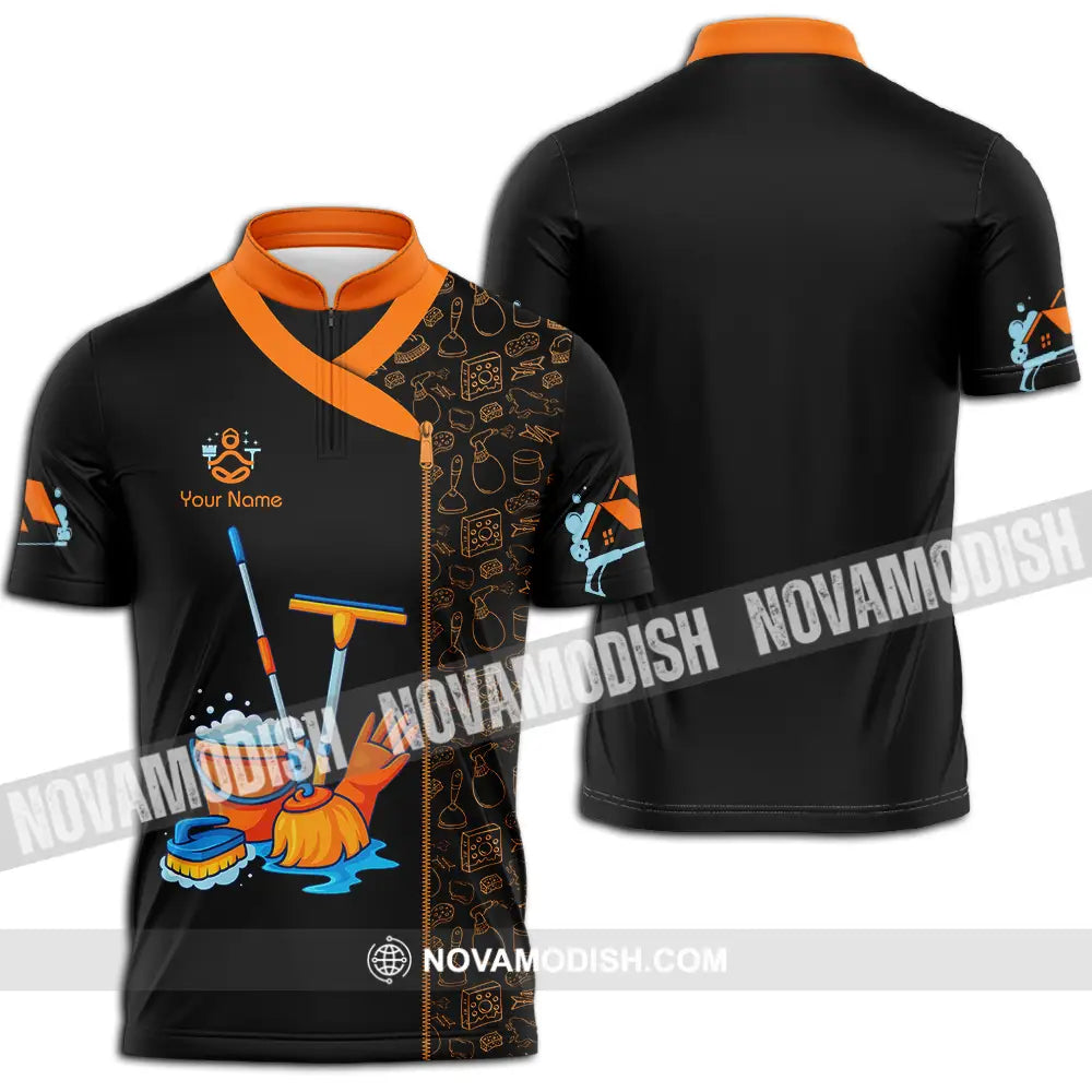 Unisex Shirt - Custom Cleaning Service Shirt Zipper Polo Shirt / S T-shirt