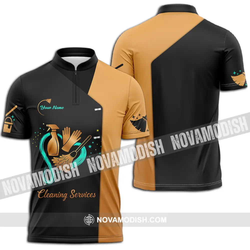 Unisex Shirt - Custom Cleaning Service Shirt Zipper Polo Shirt / S T-shirt