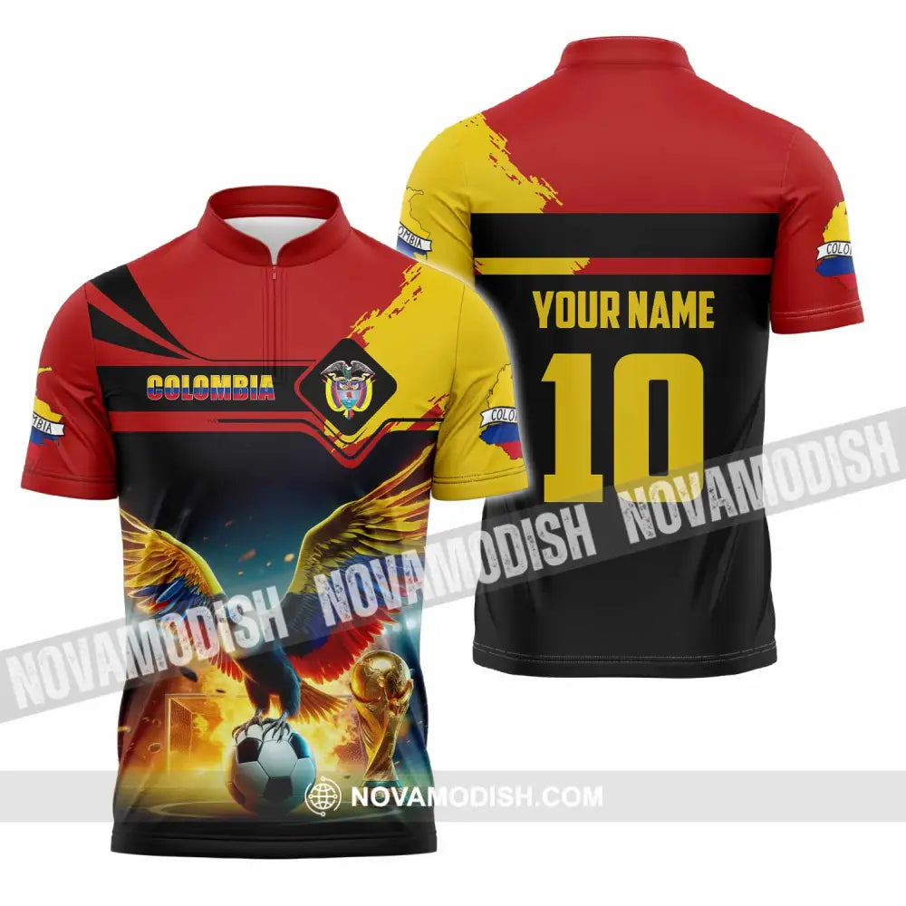 Unisex Shirt - Custom Colombia 3D Shirt Zipper Polo Shirt / S T-shirt