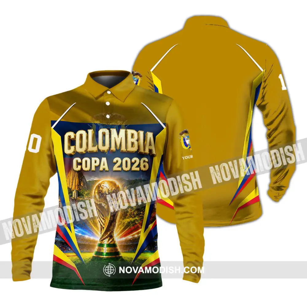 Unisex Shirt - Custom Colombia Copa 2026 Shirt - Long Sleeve Polo / S - T-shirt