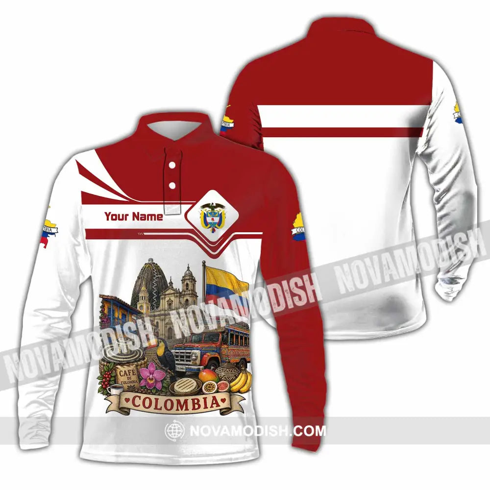 Unisex Shirt - Custom Colombia Shirt - Long Sleeve Polo / S - T-shirt