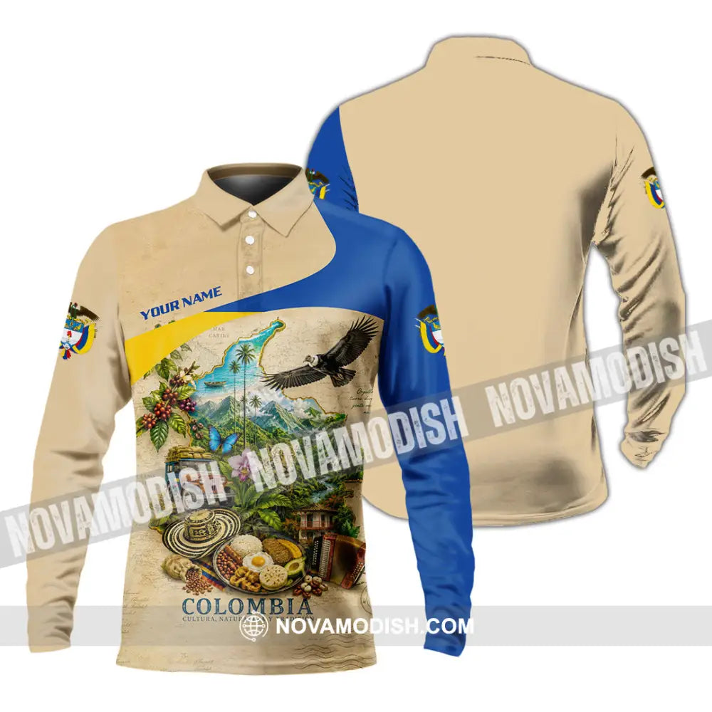 Unisex Shirt - Custom Colombia Shirt - Long Sleeve Polo / S - T-shirt