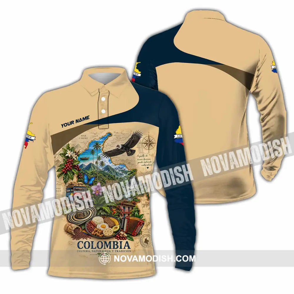 Unisex Shirt - Custom Colombia Shirt - Long Sleeve Polo / S - T-shirt