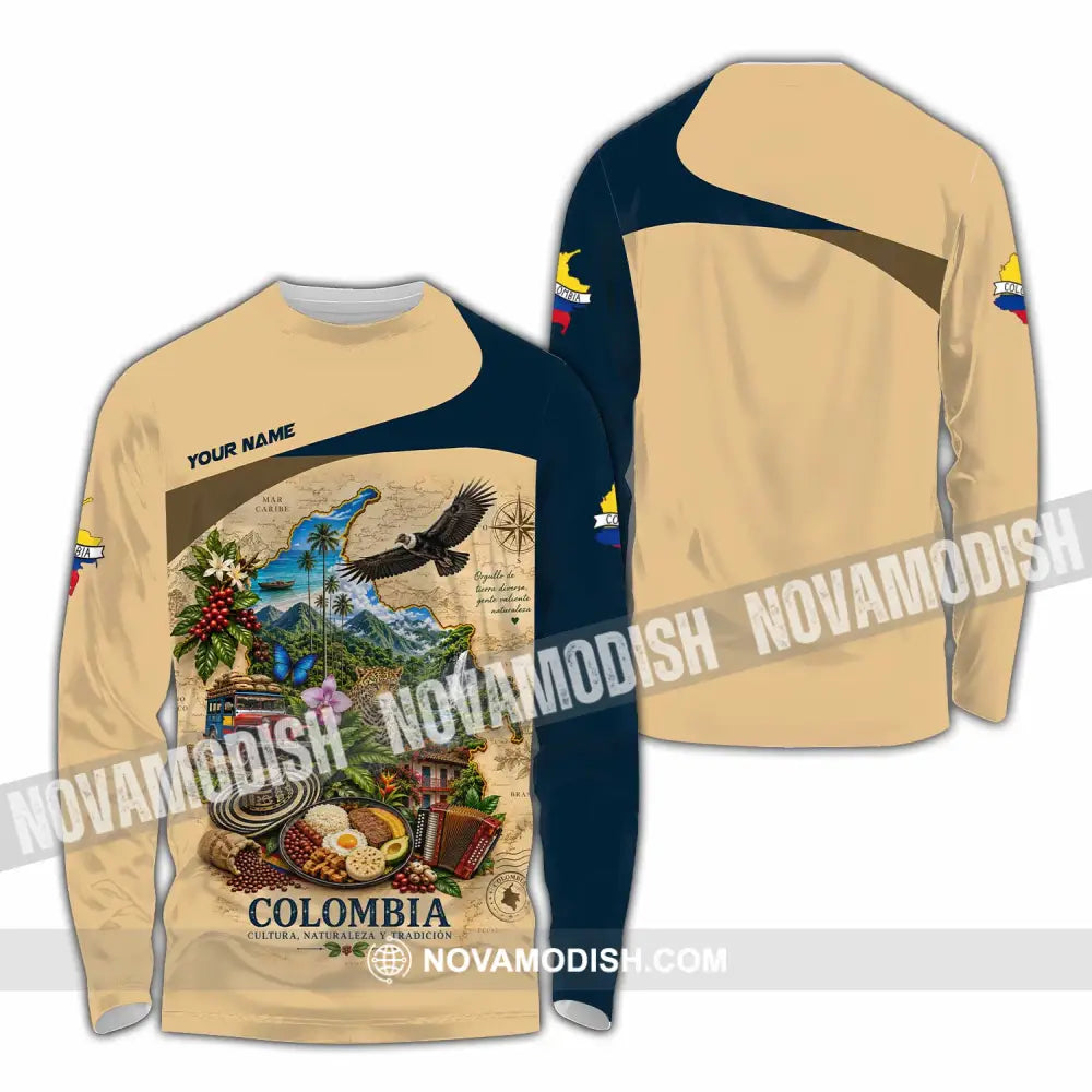 Unisex Shirt - Custom Colombia Shirt - Long Sleeve Shirt / S - T-shirt
