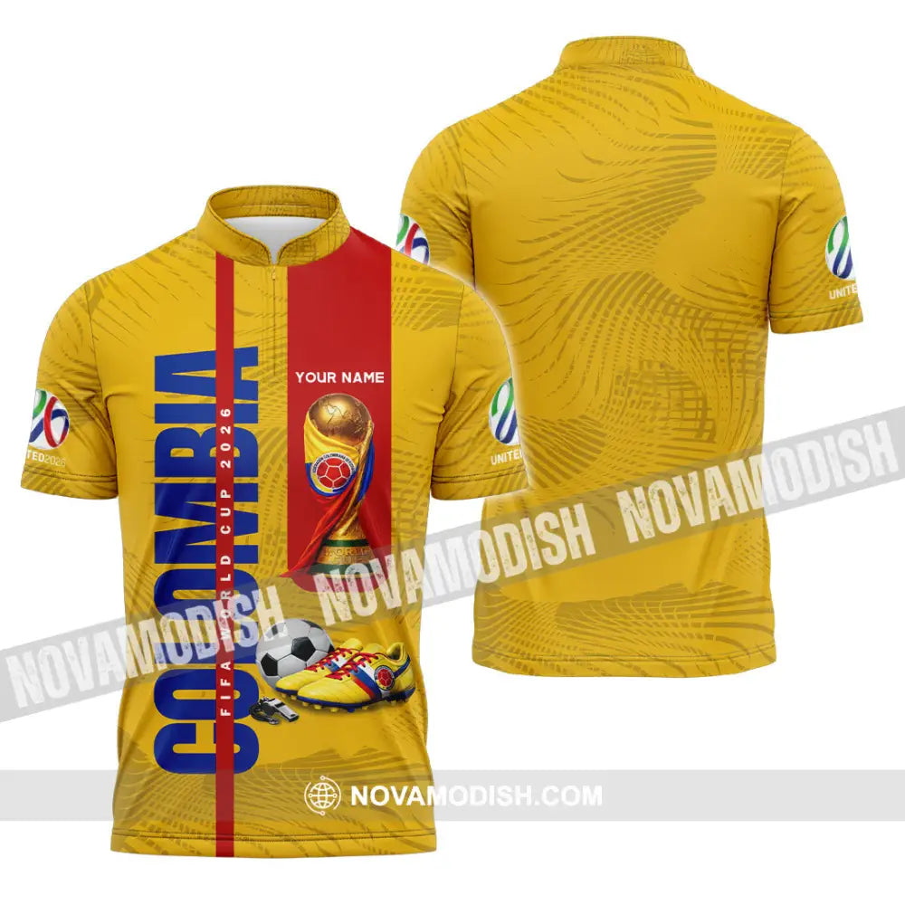 Unisex Shirt - Custom Colombia World Cup 2026 3D Shirt Zipper Polo Shirt / S T-shirt