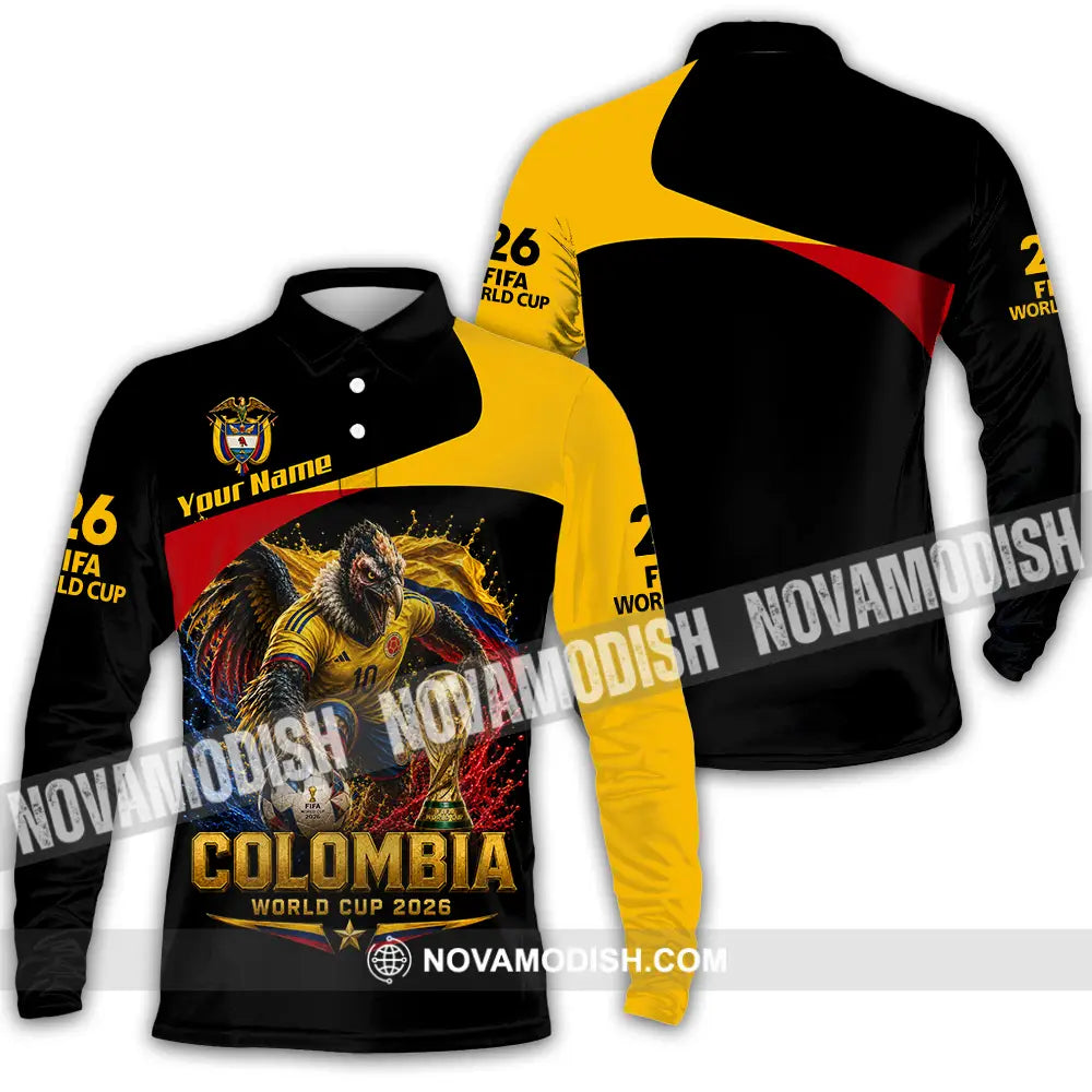 Unisex Shirt - Custom Colombia World Cup 2026 Shirt - Long Sleeve Polo / S - T-shirt