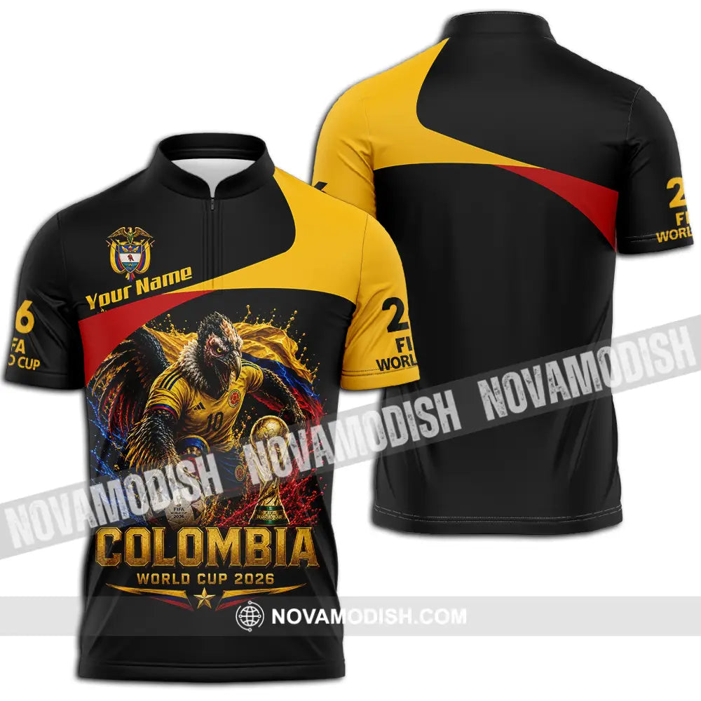 Unisex Shirt - Custom Colombia World Cup 2026 Shirt - Zipper Polo Shirt / S - T-shirt