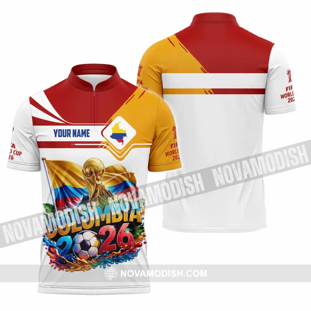 Unisex Shirt - Custom Colombia World Cup 2026 Shirt - Zipper Polo Shirt / S - T-shirt