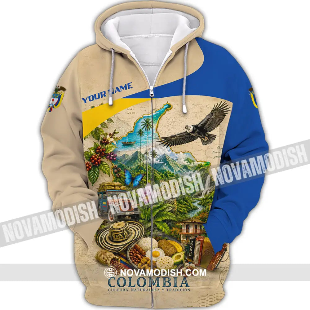 Unisex Shirt - Custom Colombia Shirt - Zipper Hoodie / S - T-shirt