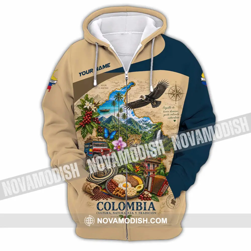 Unisex Shirt - Custom Colombia Shirt - Zipper Hoodie / S - T-shirt