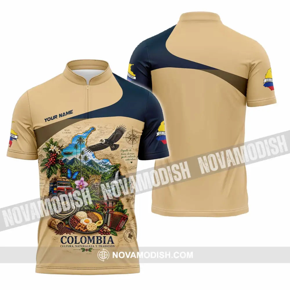 Unisex Shirt - Custom Colombia Shirt - Zipper Polo Shirt / S - T-shirt