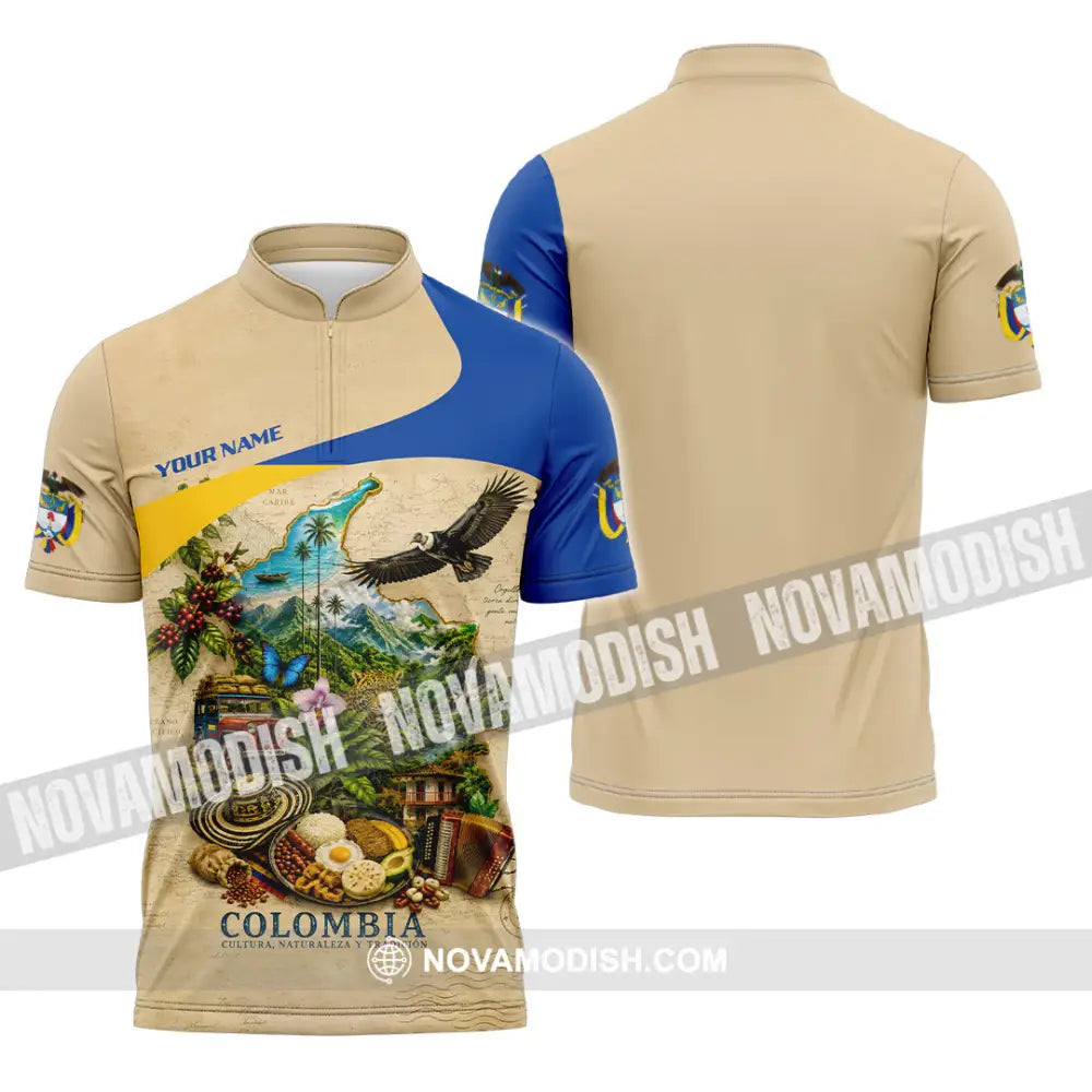 Unisex Shirt - Custom Colombia Shirt - Zipper Polo Shirt / S - T-shirt