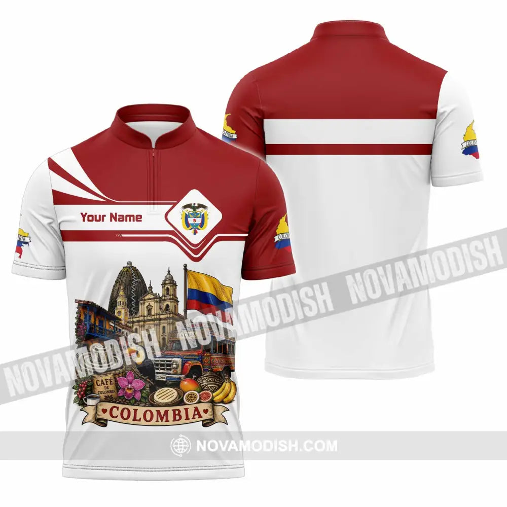 Unisex Shirt - Custom Colombia Shirt - Zipper Polo Shirt / S - T-shirt