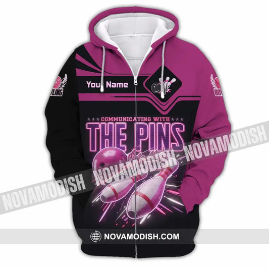 Unisex Shirt - Custom Communicating With The Pins Bowling Shirt - Zipper Hoodie / S - T-shirt
