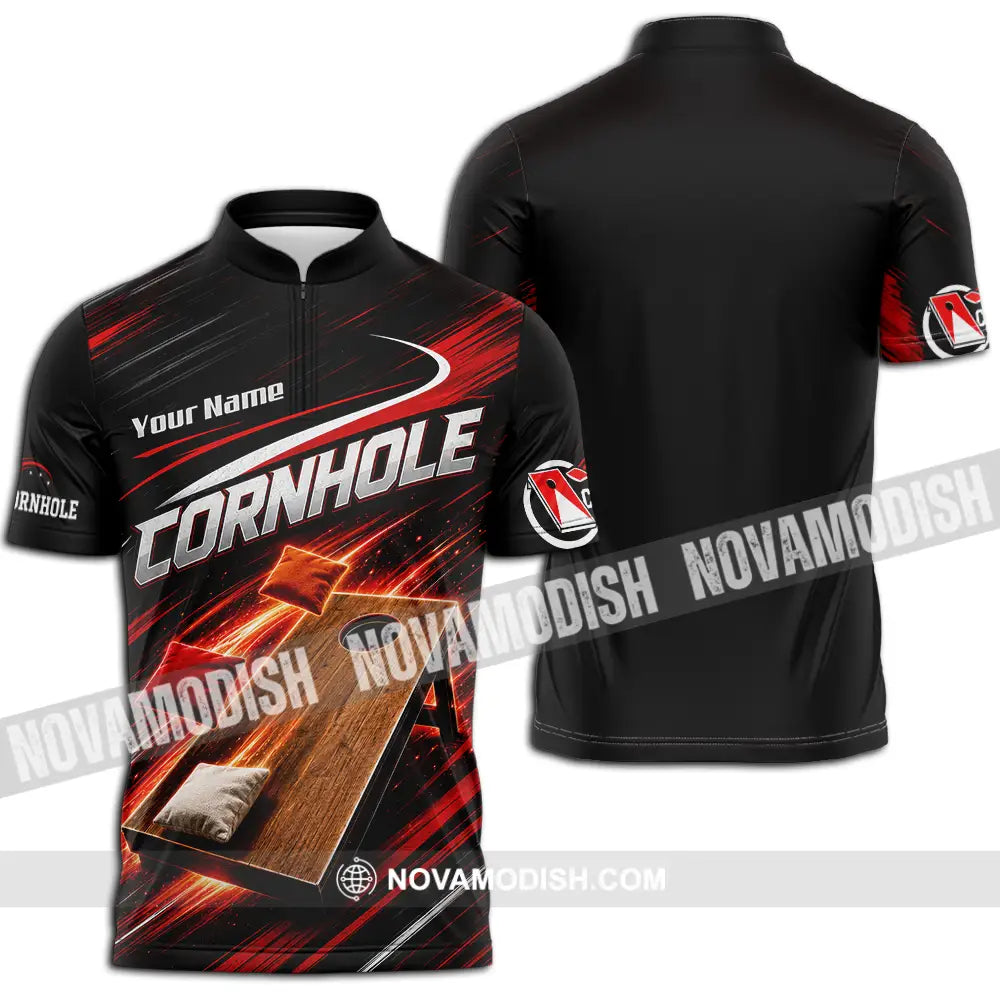Unisex Shirt - Custom Cornhole Shirt - Zipper Polo Shirt / S - T-shirt