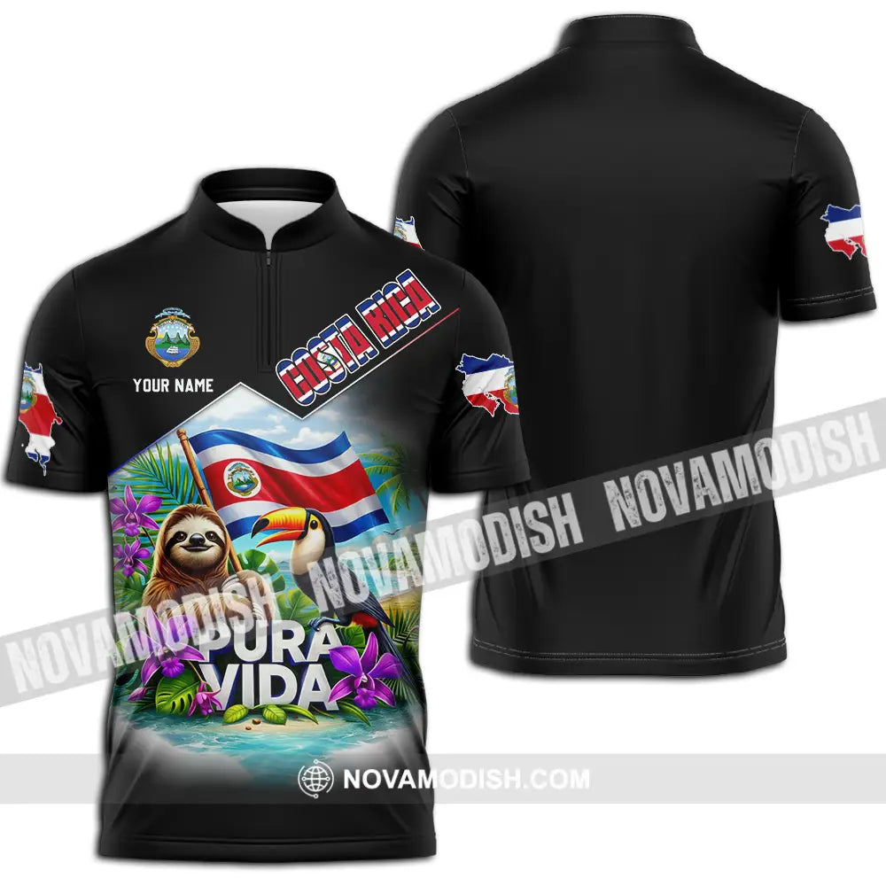 Unisex Shirt - Custom Costa Rica 3D Shirt Zipper Polo Shirt / S T-shirt