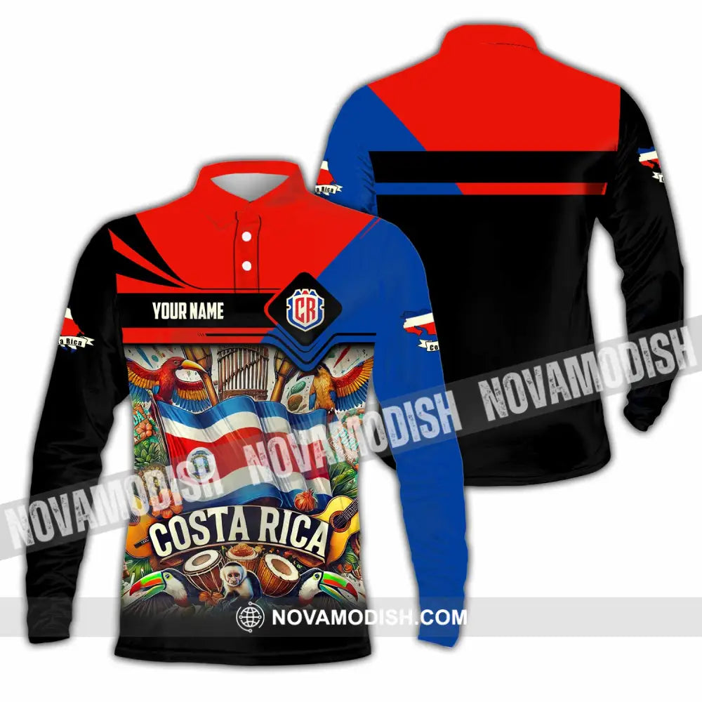Unisex Shirt - Custom Costa Rica Shirt Long Sleeve Polo / S T-shirt