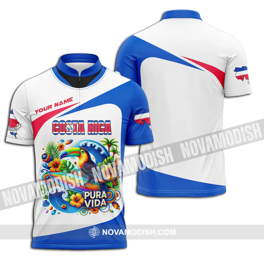 Unisex Shirt - Custom Costa Rica Pura Vida 3D Shirt Zipper Polo Shirt / S T-shirt