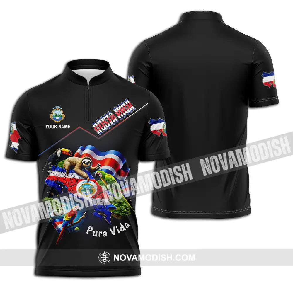Unisex Shirt - Custom Costa Rica Pura Vida 3D Shirt Zipper Polo Shirt / S T-shirt