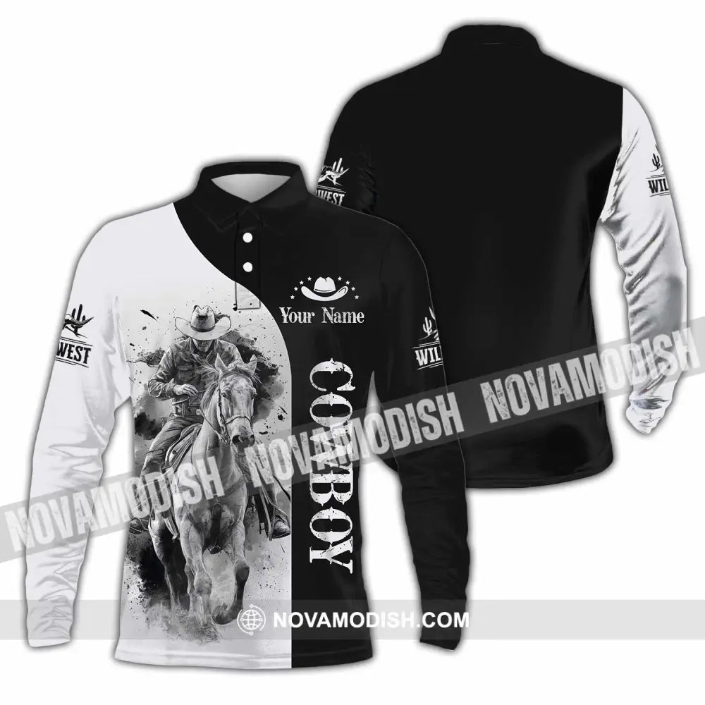 Unisex Shirt - Custom Cowboy 3D Shirt - Long Sleeve Polo / S - T-shirt