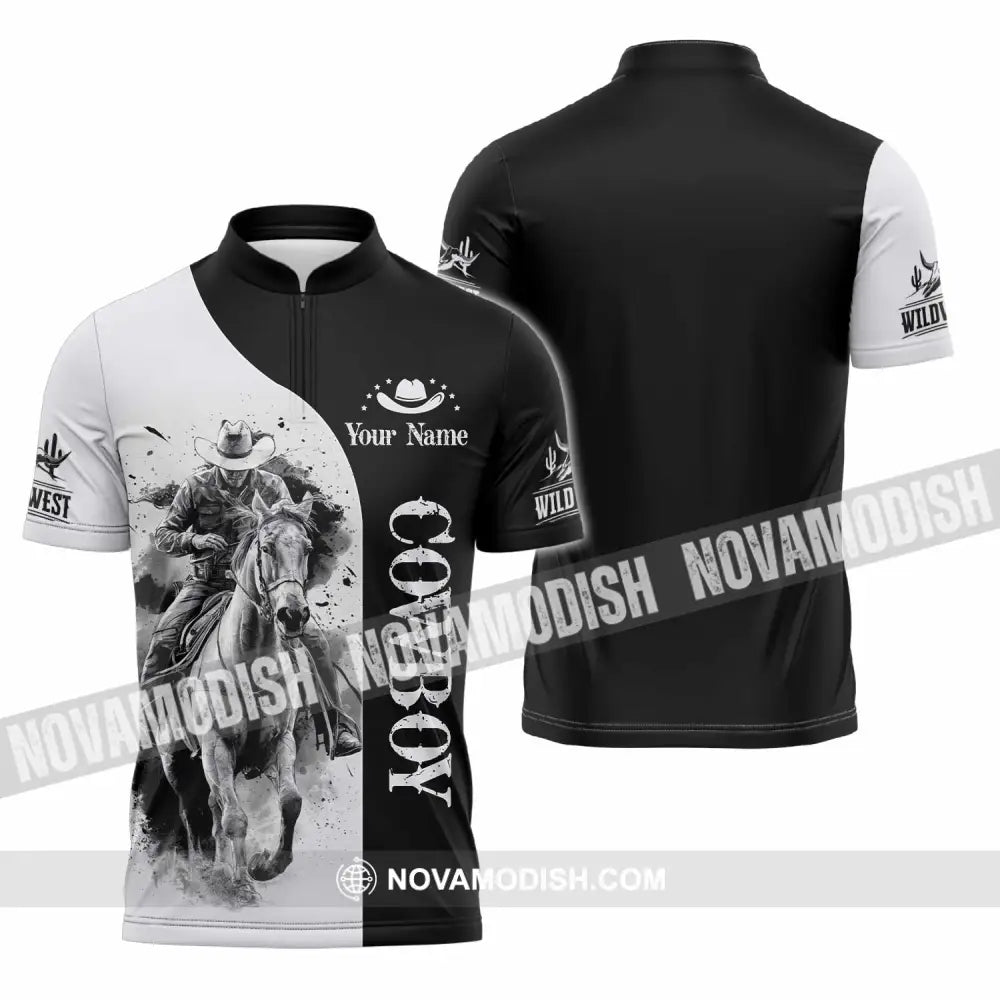 Unisex Shirt - Custom Cowboy 3D Shirt - Zipper Polo Shirt / S - T-shirt