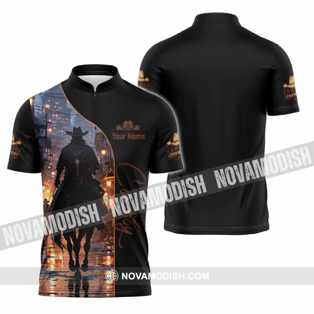 Unisex Shirt - Custom Cowboy Shirt - Zipper Polo Shirt / S - T-shirt