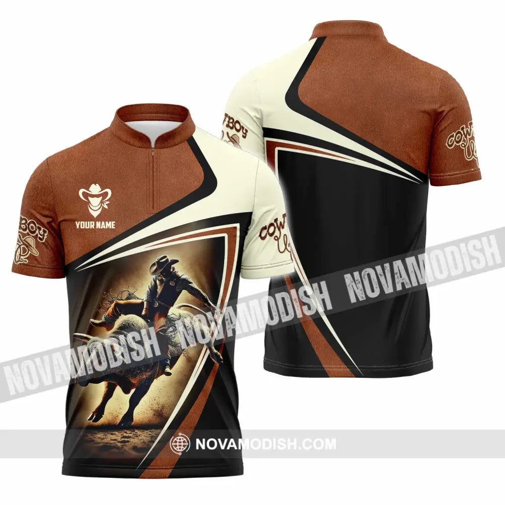 Unisex Shirt - Custom Cowboy Shirt Zipper Polo Shirt / S T-shirt