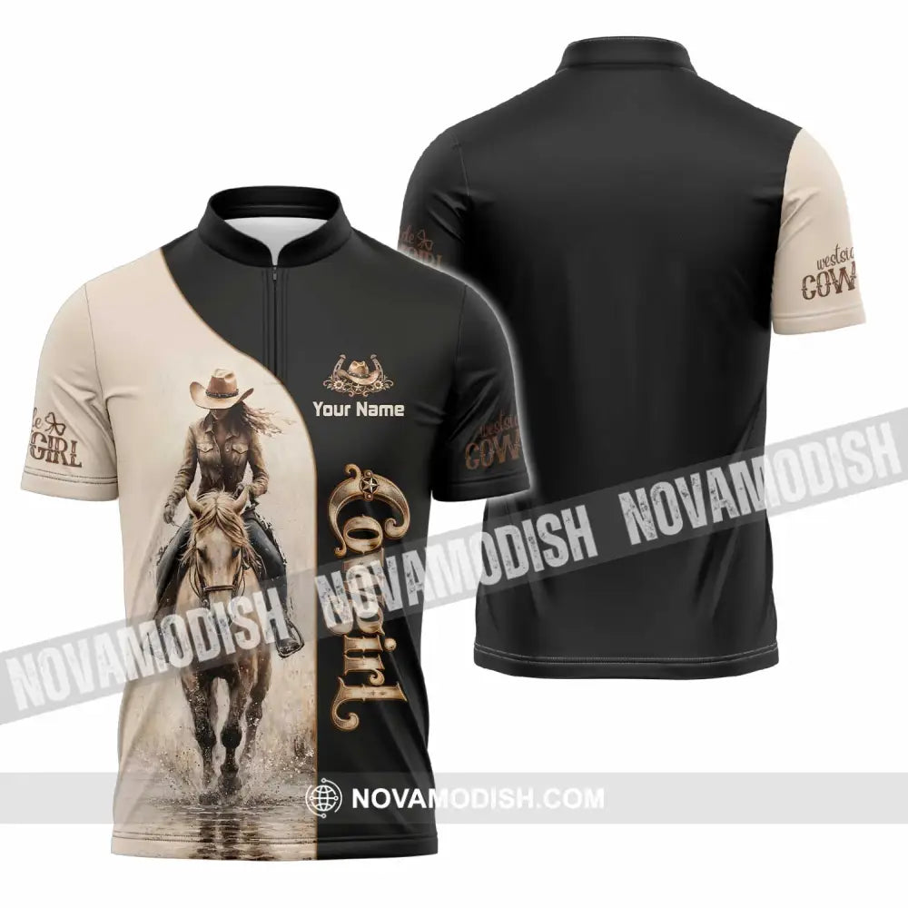 Unisex Shirt - Custom Cowgirl Shirt - Zipper Polo Shirt / S - T-shirt