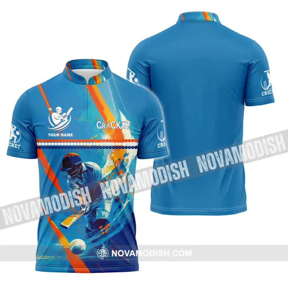 Unisex Shirt - Custom Cricket 3D Shirt Zipper Polo Shirt / S T-shirt